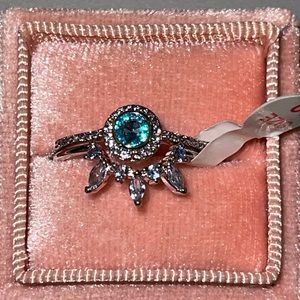 Rings- 2 bands - Aqua Blue Topaz & Aquamarine
